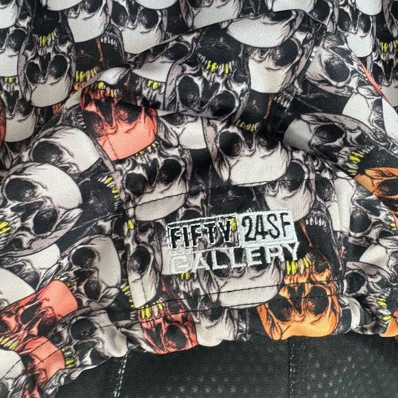 Fifty 24SF Gallery Zipper Hoodie Jacket L All Over Skull Print Grunge Y2k 90s - Picture 7 of 12